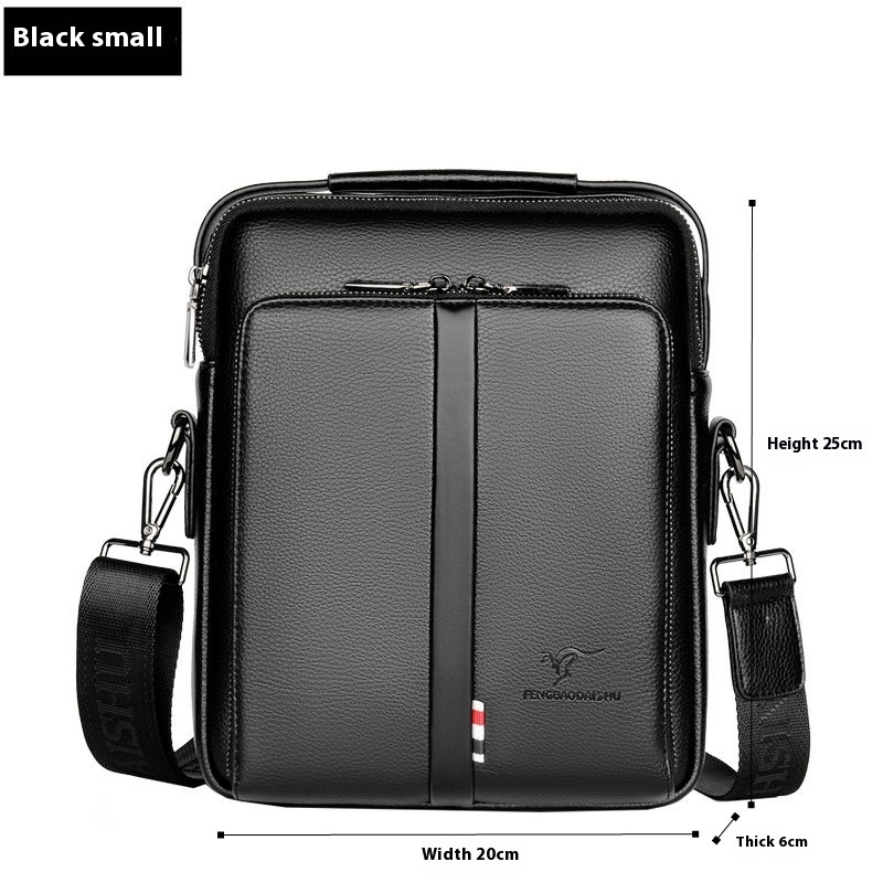 Men's Business Casual Crossbody Vertical And Portable Design Large Capacity Shoulder Leather Backpack - Image 3