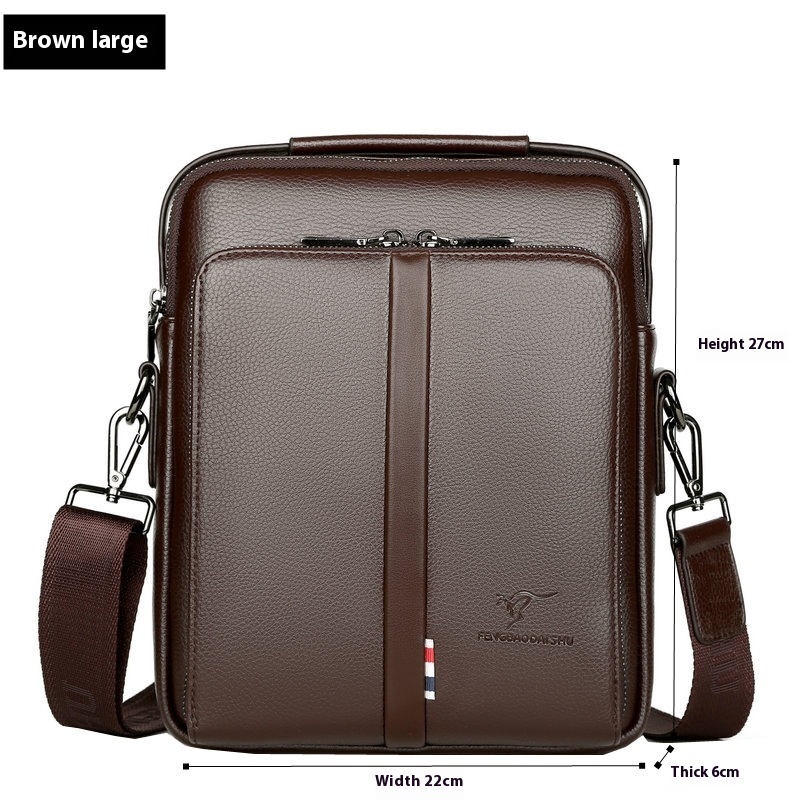 Men's Business Casual Crossbody Vertical And Portable Design Large Capacity Shoulder Leather Backpack - Image 7