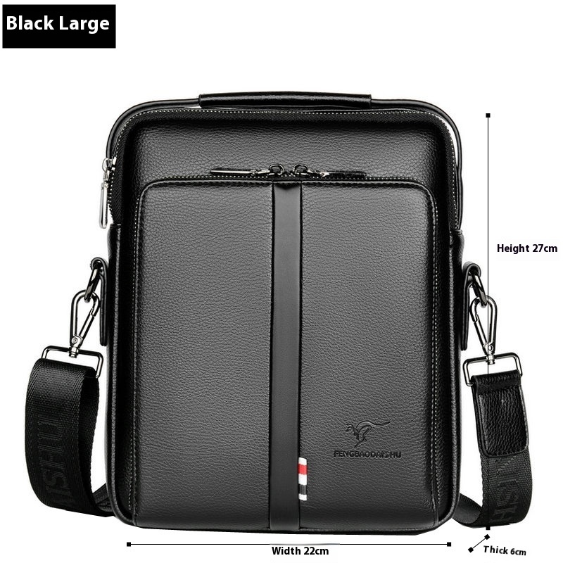 Men's Business Casual Crossbody Vertical And Portable Design Large Capacity Shoulder Leather Backpack - Image 8