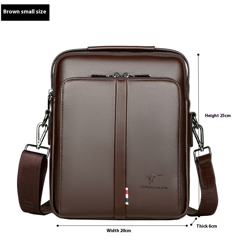 Men's Business Casual Crossbody Vertical And Portable Design Large Capacity Shoulder Leather Backpack - Image 6