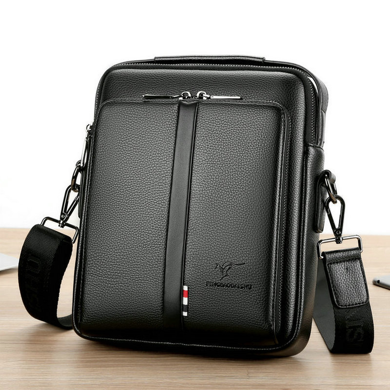 Men's Business Casual Crossbody Vertical And Portable Design Large Capacity Shoulder Leather Backpack - Image 2